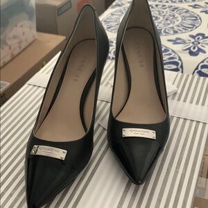 Coach Black Heels with Silver Accent